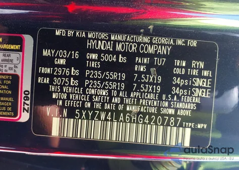 2017 Hyundai Santa Fe Sport 2.0T Ultimate из США, поврежденный, VIN 5XYZW4LA6HG420787